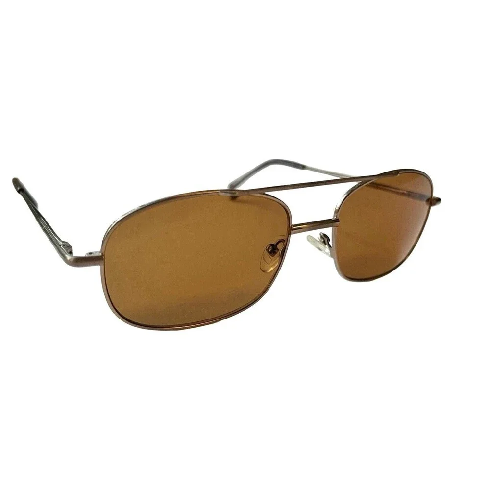 Y2K Brown Sunglasses Double Bridge Rectangle Metal Frame 90s Retro Indie Sleaze